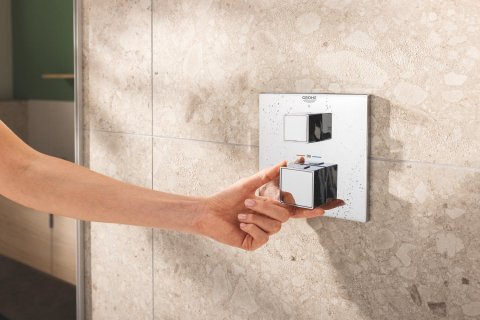 Set sistem de dus Grohe Precision Cube 310, montare pe perete, monocomanda, incastrat, termostat, diverter 2 cai, corp instalare inclus, crom [9]