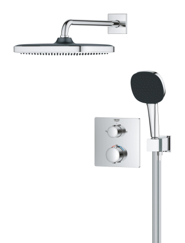 Sisteme de dus - Set sistem de dus Grohe Precision 250, montare pe perete, incastrat, termonstat, diverter 2 cai, necesita corp instalare, crom