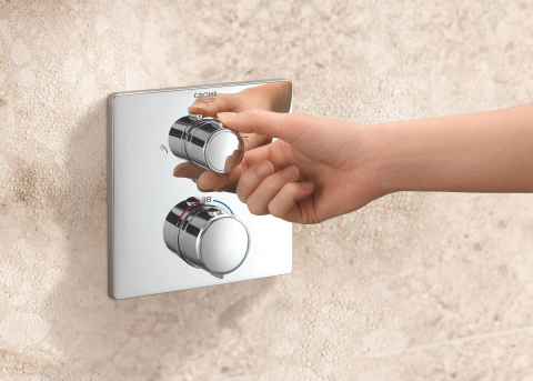 Set sistem de dus Grohe Precision 310, montare pe perete, incastrat, termostat, diverter, 2 functii, corp instalare inclus, crom [6]