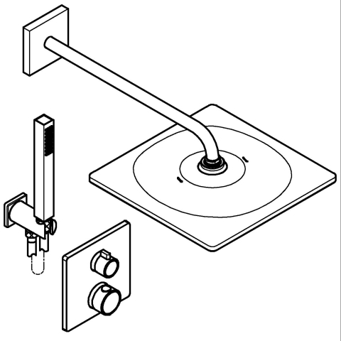 Set sistem de dus Grohe Precision 310, montare pe perete, incastrat, termostat, diverter, 2 functii, corp instalare inclus, crom [11]