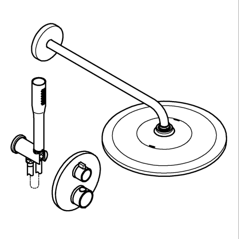 Sisteme de dus - Set sistem de dus Grohe Rainshower rd conc 2 functii shw sistem 310, incastrata, termostat, 1 functie, diverter, negru mat