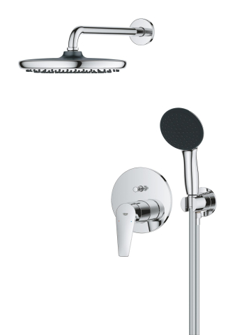 Sisteme de dus - Set sistem de dus Grohe StartEdge 250, montare pe perete, incastrat, monocomanda, diverter, corp instalare inclus, crom