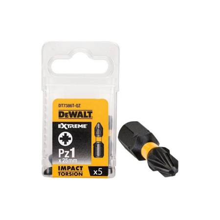 Masini de gaurit si insurubat - Set 5 capete de torsiune PZ1 25mm DeWalt - DT7386T