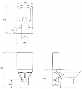Set WC, Easy NewCleanOn vas + rezervor 3/5 l + capac duroplast Soft-close, Cersanit Easy [3]
