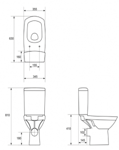 Set WC, Carina CleanOn vas + rezervor 3/5 l, Cersanit Carina [3]