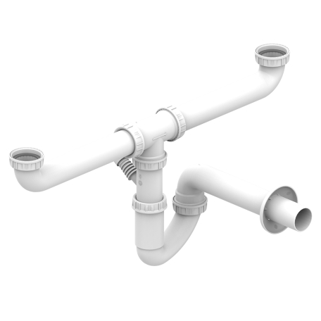 Obiecte sanitare - Sifon alb PP spalator dublu Valrom VALEasy D. 40-1''1/2 masina spalat