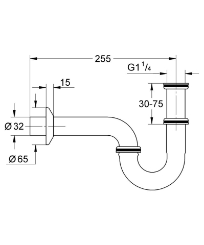 Sifon estetic, evacuare Grohe p-trap 1 1/4, cromata [2]