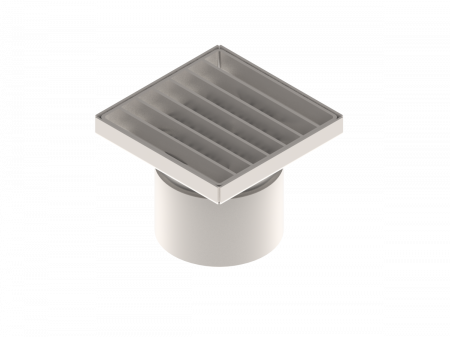 Tevi, fitinguri, robineti si accesorii - Sifon canalizare din INOX STAINLESS 150x150 cu gratar in fanta iesire verticala DN110 151x151x130 - Vodaland gama Drain