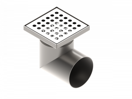 Tevi, fitinguri, robineti si accesorii - Sifon canalizare din INOX STAINLESS 150x150 cu gratar perforat iesire laterala DN110 151x151x130 - Vodaland gama Drain