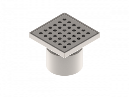 Tevi, fitinguri, robineti si accesorii - Sifon canalizare din INOX STAINLESS 150x150 cu gratar perforat iesire verticala DN110 151x151x130 - Vodaland gama Drain