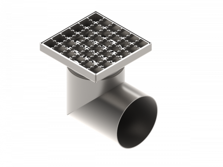 Tevi, fitinguri, robineti si accesorii - Sifon canalizare din INOX STAINLESS 150x150 cu gratar tip grila antialunecare iesire laterala DN110 151x151x130 - Vodaland gama Drain