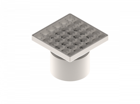 Tevi, fitinguri, robineti si accesorii - Sifon canalizare din INOX STAINLESS 150x150 cu gratar tip grila antialunecare iesire verticala DN110 151x151x130 - Vodaland gama Drain
