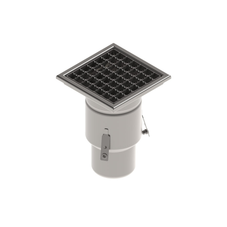 Tevi, fitinguri, robineti si accesorii - Sifon canalizare din INOX STAINLESS 200x200 cu gratar tip grila antialunecare iesire verticala DN110 200x200x278 - Vodaland gama Drain