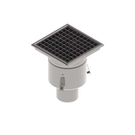 Tevi, fitinguri, robineti si accesorii - Sifon canalizare din INOX STAINLESS 250x250 cu gratar tip grila antialunecare iesire verticala DN110 250x250x314 - Vodaland gama Drain