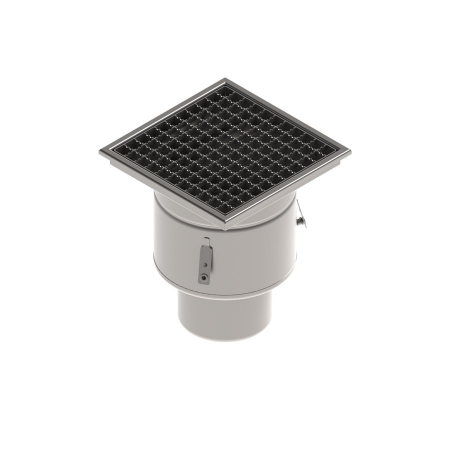 Tevi, fitinguri, robineti si accesorii - Sifon canalizare din INOX STAINLESS 300x300 cu gratar tip grila antialunecare iesire verticala DN150 300x300x344 - Vodaland gama Drain