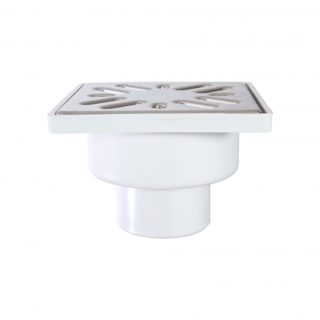 Obiecte sanitare - Sifon pardoseala, Ø 50 mm, H= 70 mm, 100 x 100 mm, cu gratar inox, iesire verticala, Styron
