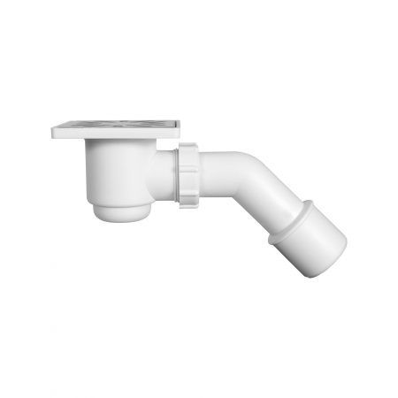 Obiecte sanitare - Sifon pardoseala, Ø 50 mm, 100 x 100 mm, cu gratar inox, iesire laterala, Styron