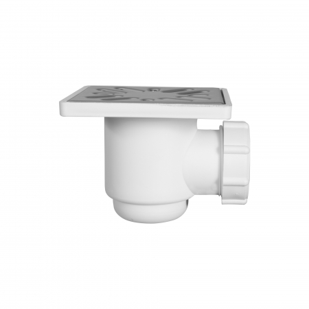 Obiecte sanitare - Sifon pardoseala, Ø 40 mm, 100 x 100 mm, cu gratar inox, iesire laterala, Styron