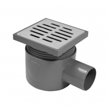 Obiecte sanitare - SIFON V PARDOSEALA IESIRE D. 50 H80 PRELUNGIRE SI GRATAR INOX - VALROM GAMA EasyKIT