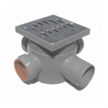 Obiecte sanitare - SIFON V PARDOSEALA 3 INTRARI D. 40, 1 IESIRE D. 50 H80 PRELUNGIRE SI GRATAR INOX - VALROM GAMA EasyKIT
