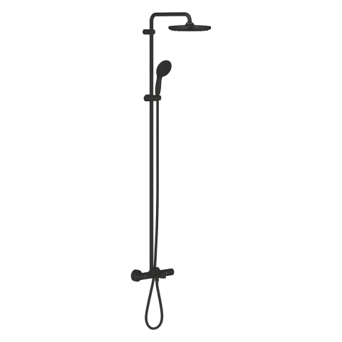 Sisteme de dus - Sistem de cada Grohe Tempesta 250, aparent, pipa cada, termostat, 250 mm, 1 functie, negru
