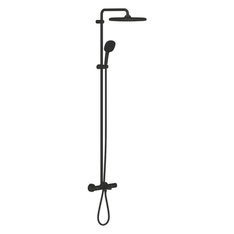 Sisteme de dus - Sistem de cada Grohe Tempesta Cube 250, aparent, pipa cada, termostat, 250 mm, 1 functie, negru