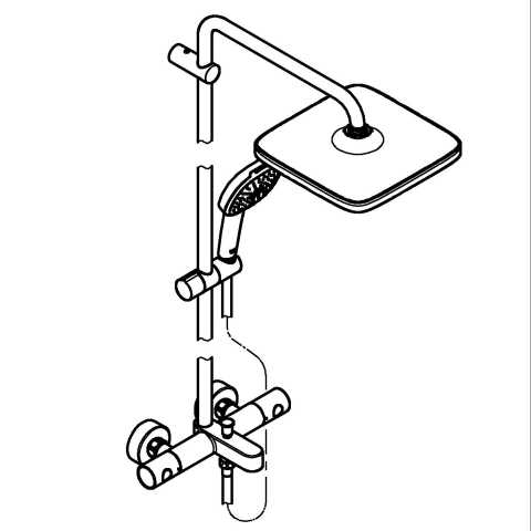 Sistem de cada Grohe Vitalio Comfort 250 termostat, 250 mm, 2 pulverizari, diverter cada, anti-calcar, crom [1]
