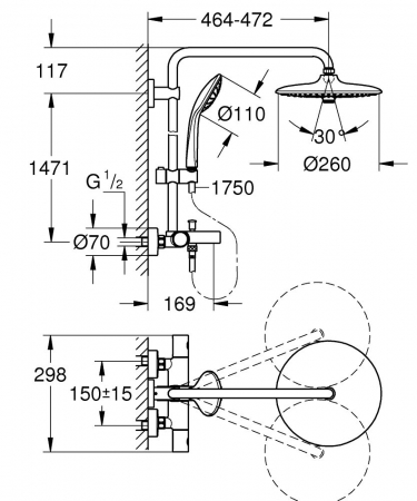 Coloana dus si cada Grohe Euphoria 260 [7]