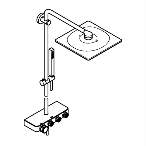 Sisteme de dus - Sistem de dus Grohe Euphoria SmartControl 310, termostat, 310 mm, patrat, aparent, butoane apasare si rotire, anti-oparire, anti-calcar, auriu lucios