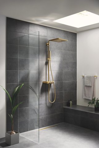 Sistem de dus Grohe Euphoria SmartControl 310, termostat, 310 mm, patrat, aparent, butoane apasare si rotire, anti-oparire, anti-calcar, auriu lucios [4]