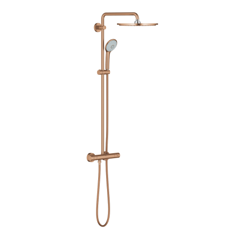 Sisteme de dus - Sistem de dus Grohe Euphoria 310, aparent, termostat, 310 mm, anti-oparire, 3 functii, pivotant, furtun 1.75 m, anti-calcar, cupru mat