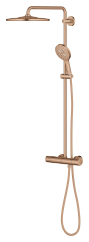 Sisteme de dus - Sistem de dus Grohe Rainshower 310 9, 5 l, aparent, termostat, ajustabil, furtun de dus, para de dus, cartus ceramic, cupru mat