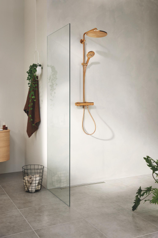 Sistem de dus Grohe Rainshower 310 9, 5 l, aparent, termostat, ajustabil, furtun de dus, para de dus, cartus ceramic, cupru mat [2]