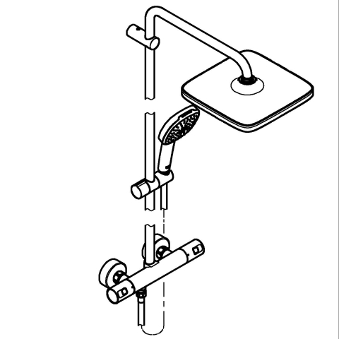 Sisteme de dus - Sistem de dus Grohe Vitalio comfort 250 termostat, aparent, furtun de dus, para de dus, 2 jeturi, crom