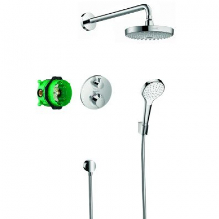 Baterii monocomanda - Sistem de dus incastrat termostatat Hansgrohe Design Croma Select S Ecostat S cu 2 consumatori