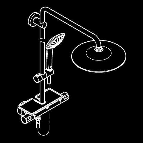 Sisteme de dus - Sistem de dus Grohe Vitalio Joy 260 baterie cu termostat, montare pe perete, ajustabil, crom