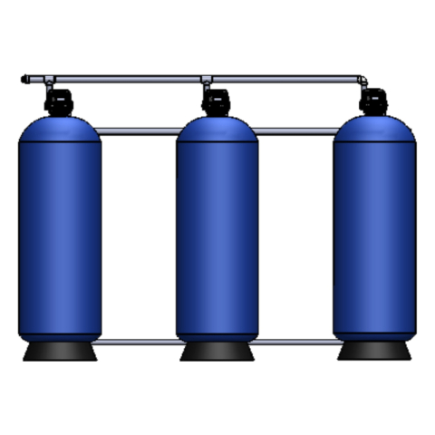 Echipamente pentru tratarea si pomparea apei - Sistem multitanc cu carbune activ din coaja de nuca de cocos Valrom VALHOH 5 x 100 multi p Q=13,0mc/h