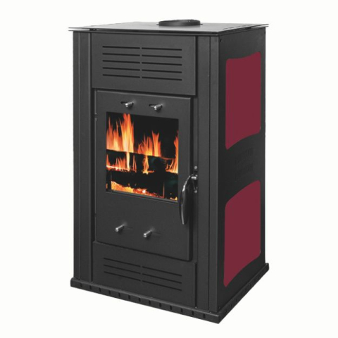 Termoseminee si sobe pe lemn - Soba lemne Termax Ambra bordo cu cenusar mare 9,47 kW