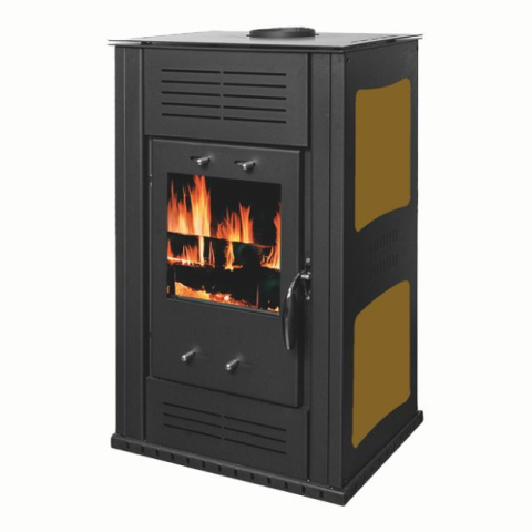 Termoseminee si sobe pe lemn - Soba lemne Termax Ambra cu panouri laterale maro 9,47 kW