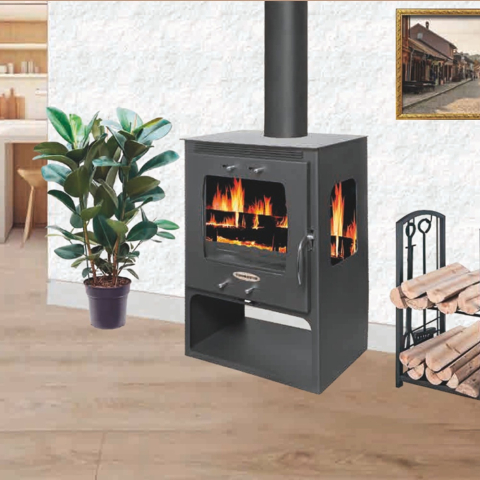 Soba pe lemn Termax Atria neagra cu spatiu depozitare 12,2 kW [2]