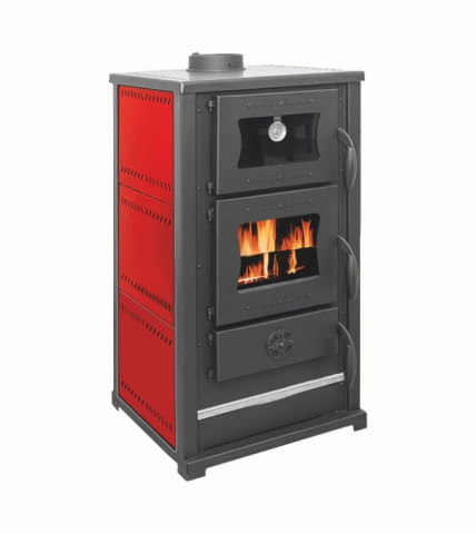 Termoseminee, seminee si sobe - Soba pe lemn Termax Bucovina rosie cu cuptor incorporat 12,2 kW