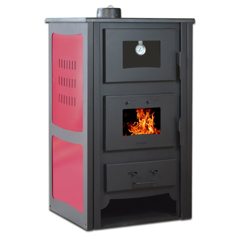 Termoseminee si sobe pe lemn - Soba pe lemn Termax Doina bordo cu cuptor si loc lemne 12,2 kW