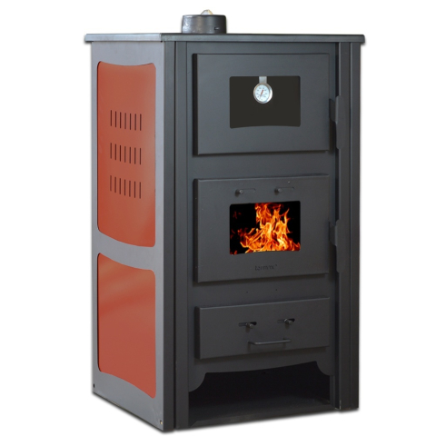 Termoseminee si sobe pe lemn - Soba lemne cu cuptor de gatit Termax Doina maro 12,2 kW
