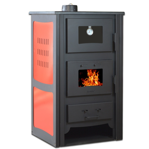 Termoseminee, seminee si sobe - Soba pe lemne Termax Doina rosie cu cuptor integrat 12,2 kW