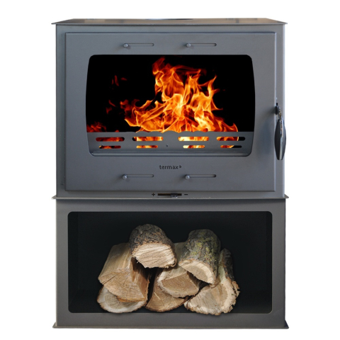 Termoseminee si sobe pe lemn - Soba lemne Termax Ilinca antracit cu loc pentru lemne 12,2 kW