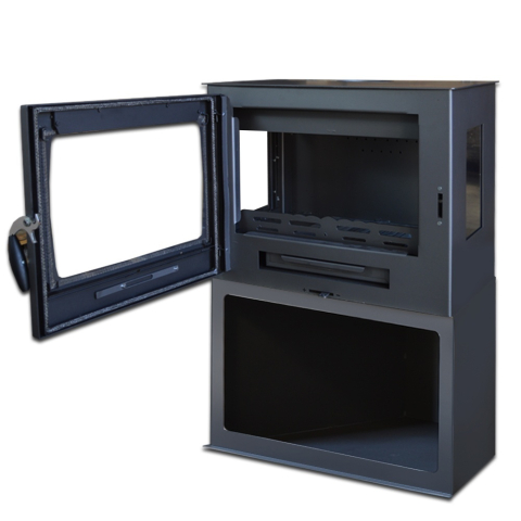 Soba pe lemn Termax Ilinca neagra cu ferestre laterale 12,2 kW [2]