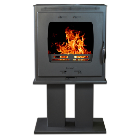 Termoseminee si sobe pe lemn - Soba pe lemn cu picior Termax Luxora neagra 12,2 kW