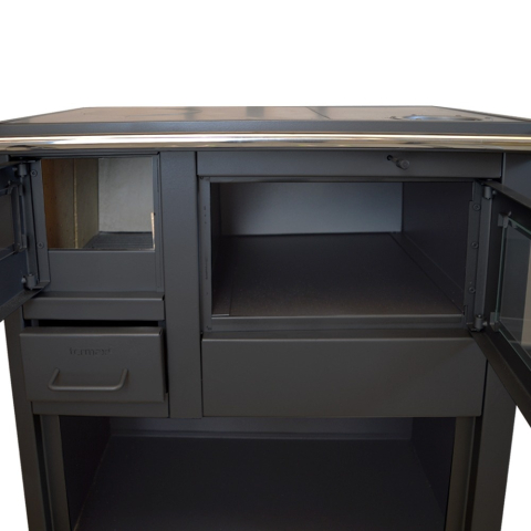 Soba de gatit pe lemn Termax Popular neagra 7,12 kW cu cuptor si plita [1]