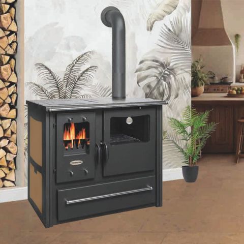 Soba bucatarie pe lemne Termax Rustik bej focar din fonta 9,5 kW [4]