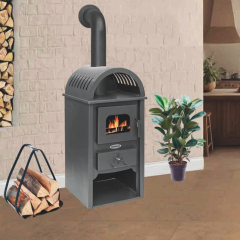 Soba semicirculara pe lemne Termax Toader neagra 7,02 kW cu geam [2]